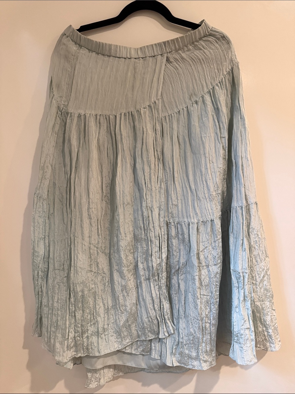 Vince Pale Blue Crinkled Tiered Maxi Skirt